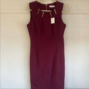 NWT Calvin Klein Sleeveless Burgundy Midi Dress